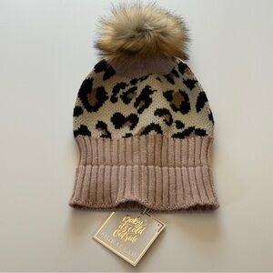 Shiraleah Chicago Leopard Print Knit Beanie Winter Hat Women’s One Size Hat NWT